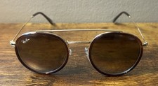 Óculos de sol Ray-Ban RB3647m 001/51 51-22 redondo ponte dupla armação dourada lente marrom comprar usado  Enviando para Brazil