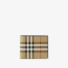 Carteira dupla fina de couro genuína Burberry Vintage Check e arquivo bege 6CC, usado comprar usado  Enviando para Brazil