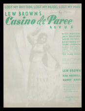 Casino De Paree Revue 1935 LOST MY RHYTHM MY MUSIC MY MAN Show Partituras segunda mano  Embacar hacia Argentina