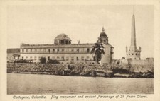 Cartão postal colômbia, CARTAGENA, monumento à bandeira, presbitério St. Pedro Claver (década de 1920) comprar usado  Enviando para Brazil