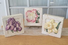 Decoração de azulejo de parede de gesso floral vintage 3D relevo elevado, 5,5" quadrado cada, 3 peças comprar usado  Enviando para Brazil