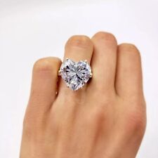 RARO ANEL DE PRATA 925 diamante tratado branco solitário corte coração certificado 7,25 quilates, usado comprar usado  Enviando para Brazil