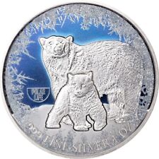 2019 Niue $2 Urso Polar 1 Oz Moeda Colorida Prata Fauna Polar Vida Selvagem WWF RARA comprar usado  Enviando para Brazil