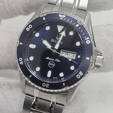Bulova Marine Star 98C62 relógio masculino mostrador azul data do dia aço inoxidável  comprar usado Bulova Marine Star 98C62 relógio masculino mostrador azul data do dia aço inoxidável  comprar usado  Enviando para Brazil