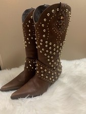 Botas Carmen Steffens marrom faroeste cravejadas EUA 9 artesanais no Brasil comprar usado  Enviando para Brazil