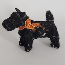 Antigua estatuilla de perro mohair alemán en miniatura NEGRA para casa de muñecas ojos de vidrio 2" segunda mano  Embacar hacia Argentina