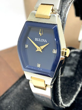 Relógio feminino Bulova 98P218 gêmeos diamante mostrador azul dois tons quartzo pequeno 23mm comprar usado  Enviando para Brazil