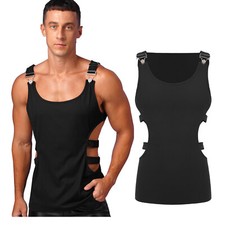 Camiseta Regata Masculina Ginástica Colete com nervuras Verão Clubwear T Muscle Camiseta Adulto Tops comprar usado  Enviando para Brazil