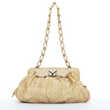 Bolsa de ombro Dolce Gabbana dourada metálica floral jacquard roseta corrente comprar usado  Enviando para Brazil