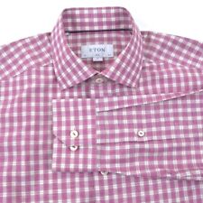 Camisa social masculina de luxo ETON rosa xadrez ALGODÃO LINHO SLIM FIT - 15,5 comprar usado  Enviando para Brazil