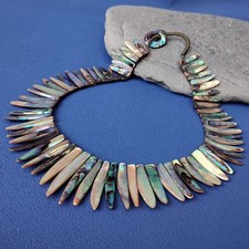 Usado, Colar de concha de abalone cor arco-íris joias concha de mar real 18" comprar usado  Enviando para Brazil