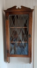 solid oak wall display cabinet for sale  HUDDERSFIELD