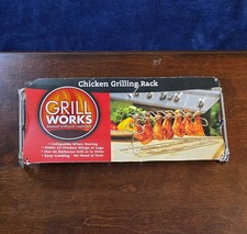 Grelhador de frango Grill Works pode ser usado na grelha ou no forno 13"L, 6"W comprar usado  Enviando para Brazil