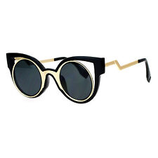 Óculos de sol feminino moda redondo cateye armação dupla design zig zag comprar usado  Enviando para Brazil
