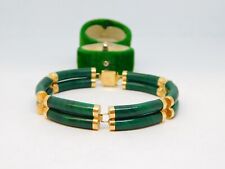 Pulseira chinesa de ouro amarelo 14 quilates e verde malaquita painel vintage c1970 comprar usado  Enviando para Brazil