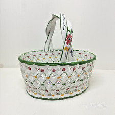 Cesta de flores vintage portuguesa de porcelana pintada à mão RC e CAL com alça, usado comprar usado Cesta de flores vintage portuguesa de porcelana pintada à mão RC e CAL com alça, usado comprar usado  Enviando para Brazil
