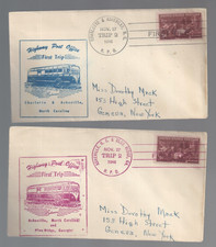 2 1948 N. Carolina Highway oficina de correos primer viaje cubre Charlotte y Asheville segunda mano  Embacar hacia Mexico
