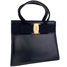 Bolsa de mão Salvatore Ferragamo Miss Vara tecido de couro arco azul marinho 2509 comprar usado  Enviando para Brazil