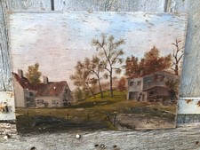 Pintura francesa vintage a óleo sobre tela celeiro e casa assinada por Roul Taiy (?) 1946 comprar usado  Enviando para Brazil