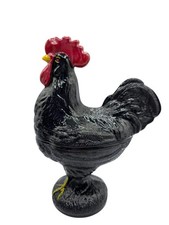 Galo de pé vintage Rosso preto pintado de vidro no ninho 9" tampa prato fazenda comprar usado Galo de pé vintage Rosso preto pintado de vidro no ninho 9" tampa prato fazenda comprar usado  Enviando para Brazil