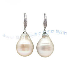 Enormes Brincos Pendurados de Pérola Keshi Barroca do Mar do Sul Branco Natural Raro 15x20MM comprar usado  Enviando para Brazil