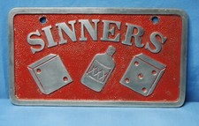 Raro! Placa de taco de carro vintage original dos anos 1950 Sinners Hot Rod comprar usado  Enviando para Brazil