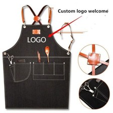 Avental jeans unissex LOGOTIPO personalizado para restaurante garçom barista avental de trabalho masculino comprar usado  Enviando para Brazil