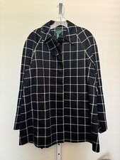 Trench coat feminino Lauren Ralph Lauren preto branco xadrez painel janela tamanho M comprar usado  Enviando para Brazil