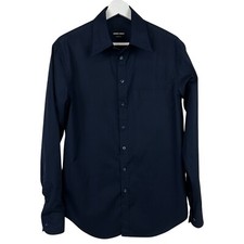 Camisa social masculina Giorgio Armani 38/15 preta manga longa colarinho com botões, usado comprar usado  Enviando para Brazil
