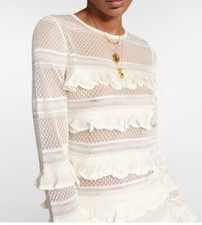 Blusa de malha Zimmermann babado creme tamanho 0 renda ‘wonderland’ comprar usado  Enviando para Brazil