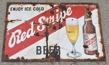 Placa publicitária vintage de porcelana de cerveja listra vermelha MUITO RARA - ORIGINAL comprar usado  Enviando para Brazil
