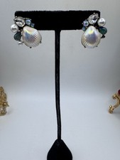 Brincos aglomerados de opala Betsey Johnson Crabby Couture concha branca iridescente comprar usado  Enviando para Brazil