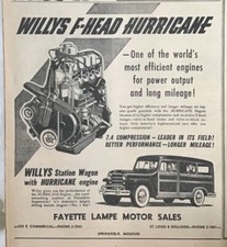 Anúncio de jornal 1950 para Willys - F-Head Hurricane Engine, painel de madeira Station Wagon comprar usado  Enviando para Brazil