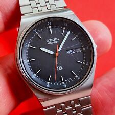 Seiko Vintage Relógio Mostrador Militar Preto Pulseira Data Dia Quadrado 8223-6049 Masculino comprar usado  Enviando para Brazil