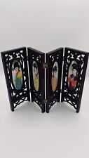 Arte de mesa vintage 4 painéis tela oriental árvores e jovens donzelas 14,5”w x 8,5”h comprar usado  Enviando para Brazil