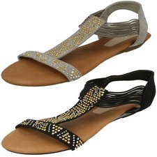 Usado, Sandalias Abiertas De Tacón Con Correa Para Dama En Negro / Topo: F1R0589 comprar usado  Enviando para Brazil