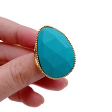 Anel grande de pedra azul turquesa folheado a ouro para mulheres presente amiga menina comprar usado Anel grande de pedra azul turquesa folheado a ouro para mulheres presente amiga menina comprar usado  Enviando para Brazil