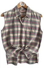 Camiseta regata vintage nova Frontier anos 90 botão Y2K quadriculada rosa branca feminina UK14 comprar usado  Enviando para Brazil