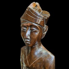 Estátua de madeira de teca padre balinês vintage escultura pátina colecionável arte de Bali, usado comprar usado  Enviando para Brazil