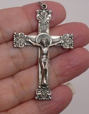 Usado, Antigo Pingente de Rosário de Prata Esterlina Jesus Cristo INRI Cruz Crucifixo 2" Ornamentado comprar usado  Enviando para Brazil