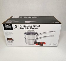 Usado, Sal 3 peças aço inoxidável 2 qt caldeira dupla com tampa de vidro nova caixa aberta comprar usado  Enviando para Brazil