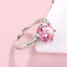 Usado, Presente de festa de casamento natural rosa branco fogo topázio pedras prata anel feminino tamanho 6-10 comprar usado  Enviando para Brazil