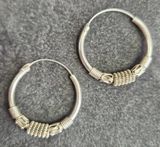 Lindos brincos de argola vintage de prata esterlina 925 estilo étnico Bali com etiquetas 3,88 g comprar usado  Enviando para Brazil