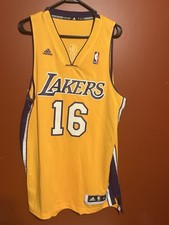 Camiseta Adidas Los Angeles Lakers Pau Gasol #16 Adulto Tamanho M Costurada NBA, usado comprar usado  Enviando para Brazil