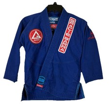 Gracie Barra Kimono Gi Top Youth Y3 Azul Bordado Jiu Jitsu MMA Lona comprar usado  Enviando para Brazil