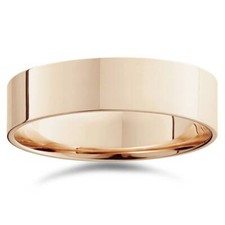 Aliança de casamento masculina 6 mm lisa alta polida ouro rosa 14K sólido comprar usado  Enviando para Brazil