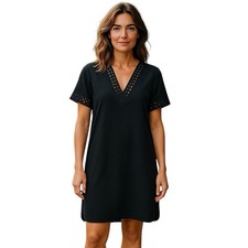 Mini vestido túnica Madewell preto balada ilhós bainha tamanho 8 comprar usado  Enviando para Brazil