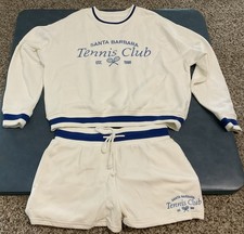 Conjunto de shorts moletom tênis Lazy Sunday feminino L bordado branco/azul novo sem etiquetas comprar usado  Enviando para Brazil