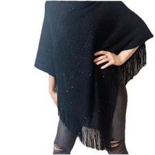 Black knitted poncho for sale  OBAN