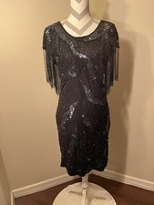 Vestido Mark & Johni Radhika Imports preto roxo miçangas lantejoulas estilo flapper tamanho M comprar usado Vestido Mark & Johni Radhika Imports preto roxo miçangas lantejoulas estilo flapper tamanho M comprar usado  Enviando para Brazil